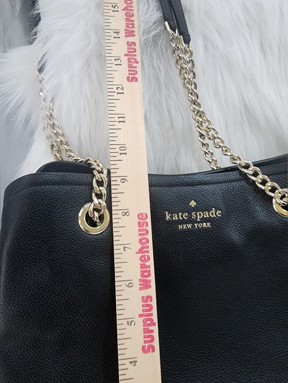 Kate Spade Black Leather Shoulder Bag w/ Half Metal Chain Straps "Jordyn" Bag - Picture 13 of 16